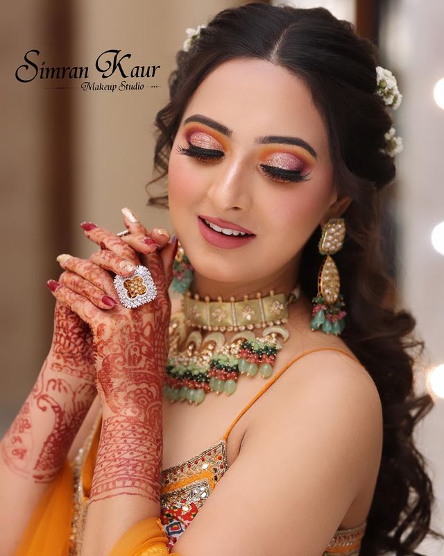 Soft glam bridal makeup created by Simran Kaur Makeup Studio in Shamli