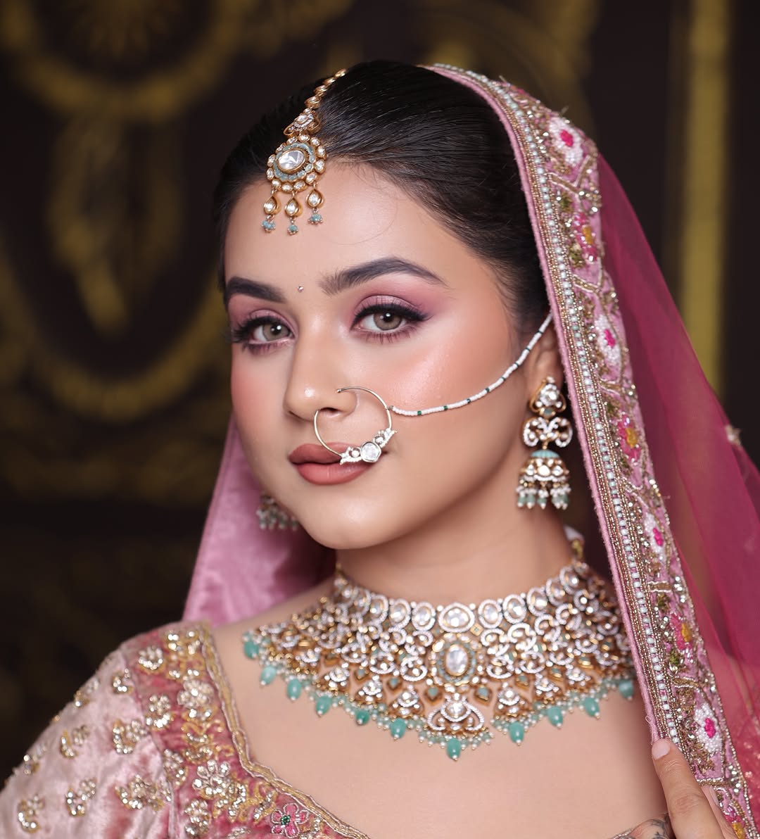 Elegant party makeup created at a women’s beauty salon in Shamli